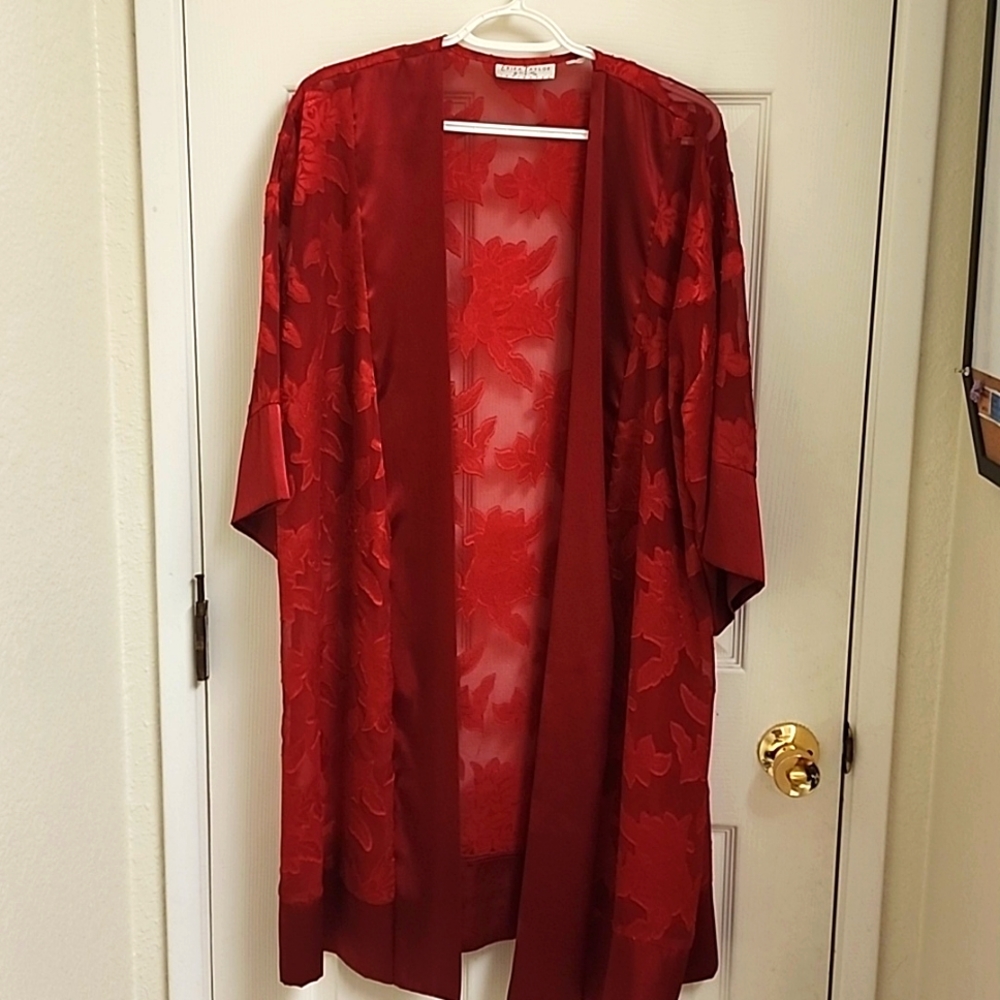 Silk see through floral robe